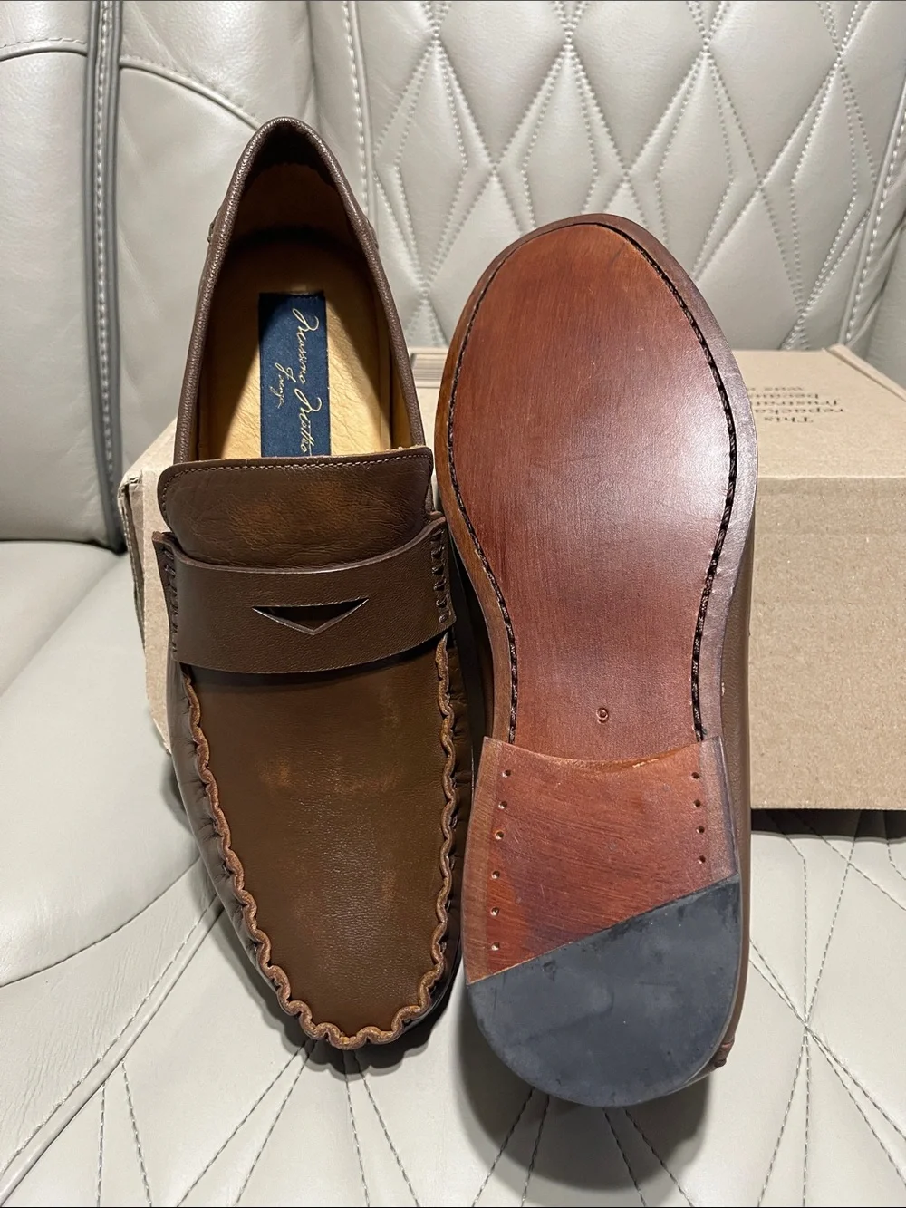 Massimo Matteo Brown Leather Penny Loafers